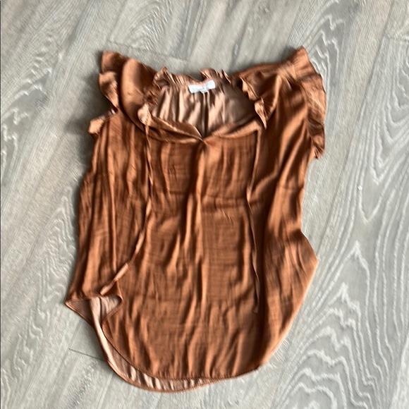 Women's Brown Ruffle Sleeve Top - Picture 1 of 6